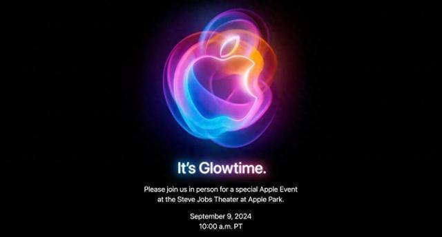 苹果iPhone 16发布会定于9月9日举行，邀请函标语“It's Glowtime”